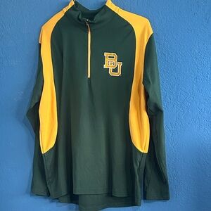 Baylor Green and Yellow Quarter-Zip Pullover